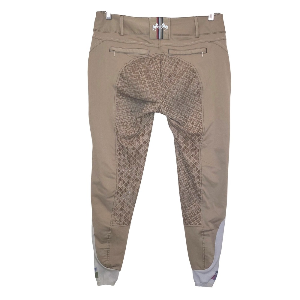 Equine Couture Beatta Tan Beige Full Seat Silicone Grip Britches Riding Pants 30 - Picture 3 of 11